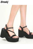 Wedge Heels Sandals For Women 2023 Summer Chunky Heeled Casual Ankle Strap Fashion Women Sandals