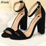 Summer Plus Size 34-43 Woman 9.5cm High Heels Sandals Classic Block Platform Pumps Lady Chunky Burgundy Yellow Nude