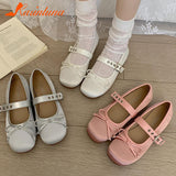 Style Elegant Rhinestone Bow Mary Jean Shoes 2023 Hot Satin Ballerinas Flats Single Shoes Bling Rhinestones Women