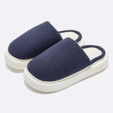 Warm Thick Sole Cotton Slippers Women Soft Bottom Non Slip Slippers for Home Flat Solid Color Indoor Slides Couple