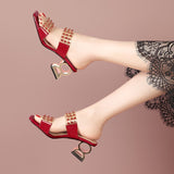 New Hot Glitter Mesh Women Sandals Summer Fashion Outdoor Peep Toe Casual Beach Slippers Thick Heel Slip on Women