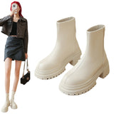 And Winter 2025 New Korean Version Of The Zip Chain Thin Round Head Plus Velvet Cake Thick English Style Martin