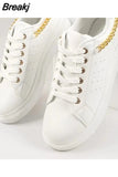 Women's Shoes Casual Female Sneakers Autumn Metal Chain Modis Flats Round Toe Fall Small Buckle New 2023 Dress Big Size