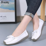Women Shoes Moccasins Women Flats Loafers Genuine Leather Female Shoes Slip on Ballet Bowtie Women's Shoes