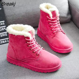 Women boots 2019 winter snow boots female boots warm lace flat with women shoes tide shoes hot sale