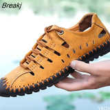 New Summer Men Genuine Leather Sandals Business Casual Shoes Men Outdoor Beach Sandals Roman Men Summer Water Shoes Size