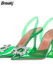 Heels Woman PVC Sandals 2023 Sexy Crystal Heeled Slingbacks Women Pumps Summer Shoes High Heels Wedding Bride