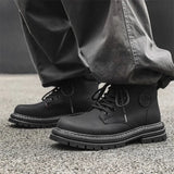 Breakj Yellow Boots British Cargo Martin Boots Men's Ankle Boots 2024 Spring And Autumn Single Boots Platform Versatile Hiking Boots