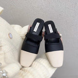 Style Fragrant Style Color Baotou Semi-Slippers Women Wear Lazy Shoes With Thick Heels Muller Shoes Without