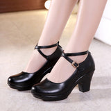 2023 Fashion Women Pumps With High Heels For Ladies Work Shoes Dancing Platform Pumps Women Genuine Leather Shoes Mary