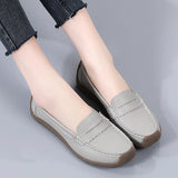 For Women 2023 Summer Leather Slip On Beige Casual Walking Ladies Shoe Fashion Non-Slip Soft Sole Loafers Zapatos