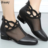 2023 Spring summer comfortable women shoes sandals mesh genuine leather sandals ankle boots big size summer women