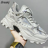 New Men Platform Sneakers Fashion Mesh Breathable Lace Up Chunky Shoes Trainers Trendy Sport Dad Shoes Zapatillas
