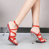 Women 2023 New Sexy Model Show Shoes 11CM Color Cross Vamp High Heels Gladiator Party Club Customized Stripper