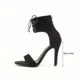 Sexy Open Toe Lace Hollow Cross Sandals for Womens Roman Shoes Side Zipper Thin High Heels Cool New Designer