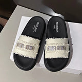 Women Slides Slippers Summer New Woman Beach Retro Peep Toe Slip on Wedges Platform Designer Casual Open Toe Flat