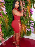 Hollow Out Sexy Jumpsuits Women Shorts Summer Bandage Rompers Solid Black Halter Female Sexy Nightclub Party
