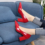 New Style Pointed Sexy Thick Heel Shoes Solid Color Fashion Versatile Shoes Wedding Banquet Celebrity Style Talon