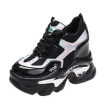 White Laser Chunky Sneakers Women Spring Autumn Fashion Platform Shoes Woman Fashion Thick Sole Hidden Heels Sports