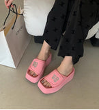 Summer Women Platform Slipper Fashion Open Toe Thick Sole Wedges Sandalias Ladies Elegant Outdoor Beach Vacation