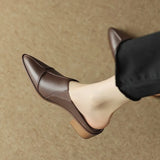 High Heel Mules Ladies Leather Sole Slippers Women Pointed Toe Platform Mules Slip on Shoes