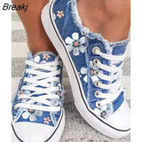 Women's Shoes Fashion Flower Canvas Shoes Women Lace-up Flats Shoes Platform Casual Shoes Women Loafers Zapatos