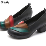 Ethnic Women Shoes Genuine Leather Pumps Slip-On Mixed Colors 2023 New Spring/Autumn Handmade Concise Ladies