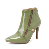 Women Ankle Boots Heels Stiletto Patent Leather Shoes Plus Size 48 49 50 Sissy Cross Men Pumps Comfy Autumn Winter