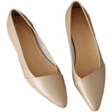 Retro Leather Heels Shoes Pointed Toe Slip-on Loafers Mid Heeled Shoes Women Spring Casual