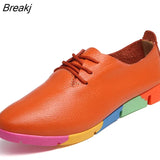 Breathable Genuine Leather Flats Shoes Woman Sneakers Tenis Feminino Nurse Peas Flats Shoes Plus Size Women