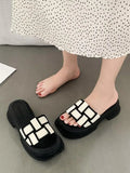 Women Slippers Summer Shallow Med Slides Platform Fashion Butterfly-Knot Shale Female Beach Soft Luxury Sabot