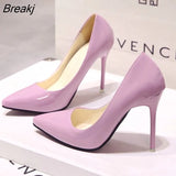 Women Shoes Pointed Toe Pumps Patent Leather Dress High Heels Boat Shoes Wedding Shoes Zapatos Mujer