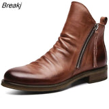 Leather Boots Men 2022 Autumn Shoes Male Leather Casual Boots Men Comfy Anti-Slip Lace-up