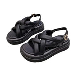 Summer Sandals Thick Bottom Round Toe Ladies Sandals Roman Women Shoes Platform Sandals Braided crosses Women