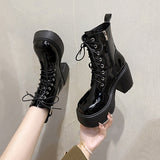 Autumn New Boots Women's Thick-heeled Thick-soled Inner Heightened Chelsea Short Boots Platform Shoes Combat Boots