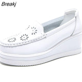 Women Wedge Platform Shoes Fashion Comfortable Increase Casual Slip-on Women's Loafers Summer Hollow Out Breathable