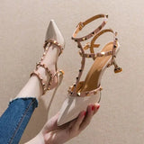 Rivet High Heels Pumps Women's Thin Heel Pointed Single Shoes Women's New 2023 Sexy Women's Shoes