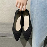 Pointed Toe Ballet Flats Women Spring Autumn Low Slip on Comfortable Mules Soft Mesh Flat Knitted Dress Shoes Ladies