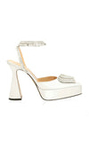 Breakj New Pointed Love Water Diamond One Word Buckle Waterproof Platform Thick Heel Super High Heel Show