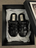 Slippers, Women Wear A Slip-on Summer 2024 New Baotou Black, Silver Woven Semi-drag Casual Sandals, Women's