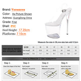 Show Stripper Heels 17 20cm Clear Shoes Women 2023 New Platform High Heels Sandals Female Transparent Sexy Open Toe