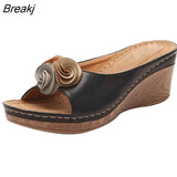 Casual Sandals Women Wedges Sandals Flowers Open Toe Fish Mouth Med Summer Women Shoes Fashion 2020 High Heel