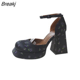 High Heels 2023 Latest Platform Shoes Women's Thick Heels Mary Jean Shoes Women's Square Head High Heels Women's