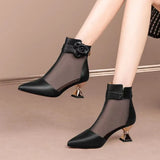 New Thick Heel Women Boots Pointed Toe Retro British Style Sandals Women Mesh Breathable Women Shoes Shoes for