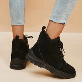 Thiken Plush Winter Boots Women 2023 Lace Up Anti-Slip Platform Snow Boots Woman Thick Sole Cotton Padded Shoes Size
