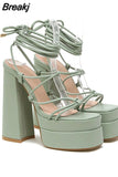 Chunky High Heels Women Sandals 2023 Hot Fashion European Style Sexy Rhinestone Sandals Strappy Women Shoes Party