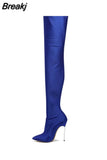Women Sexy Over The Knee Boots Woman Pointed Toe Thin Heels Elastic Fabric Botas Mujer Autumn Winter Party Long