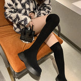 Women Platform Over The Knee Boots Stretch Knitting Sock Long Boots Woman 2023 Autumn Thick Bottom Thigh High Botas