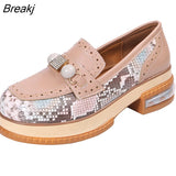 Casual Brogue Shoes Big Size 43 Shoelaces Leisure Patchwork Woman Shoes Flats zapatillas