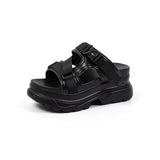 Summer Buckle Slippers Women's Sandals 2024 Fashion Women 9CM Wedges Platform Shoes Open Toe Woman Flats Beach Flip